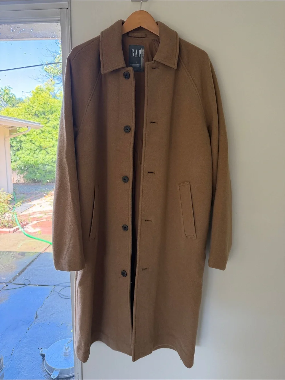 GAP Men's Camel Wool-Blend Pea Coat - Picture 2 of 6